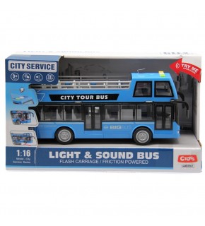 Ctoy Sesli Ve Pilli Üstü Açık Çift Katlı Otobüs 1:16