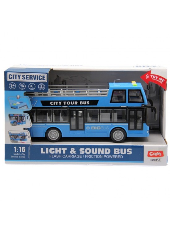 Ctoy Sesli Ve Pilli Üstü Açık Çift Katlı Otobüs 1:16 Ctoy Sesli Ve Pilli Üstü Açık Çift Katlı Otobüs 1:16