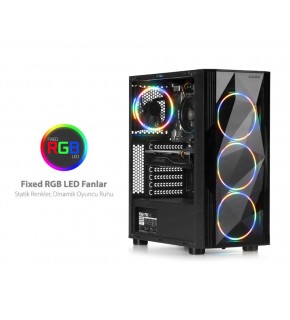 Dark Diamond PRO 4x12cm Fan, 1x USB3.0, 2x USB2.0 Full Akvaryum Oyuncu Kasası (Psu yok)