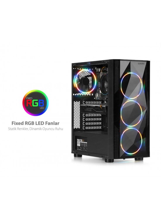 Dark Diamond PRO 4x12cm Fan, 1x USB3.0, 2x USB2.0 Full Akvaryum Oyuncu Kasası (Psu yok)