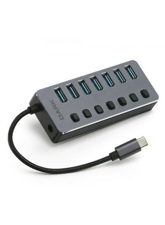Dark "DK-AC-USB371C" 7 Port USB 3.0 Hub, Harici Adaptörlü USB Çoklayıcı Type-C HUB