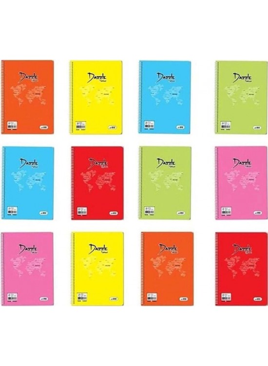 Dazzle Pastel Spiralli Plastik Kapak 144 Yaprak Çizgili A4 (1 Adet)