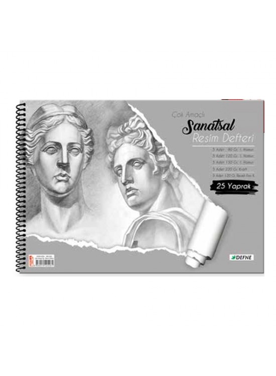 Defne Resim Defteri Çok Amaçlı Spiralli Karton Kapak 38x48 DFN-5061 (1 Adet)