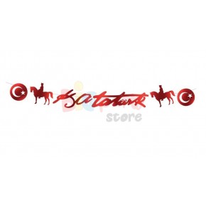 Dekoratif Banner KAtatürk Kırmızı  16x112cm