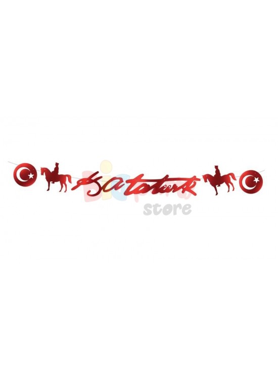 Dekoratif Banner KAtatürk Kırmızı 16x112cm Dekoratif Banner KAtatürk Kırmızı 16x112cm