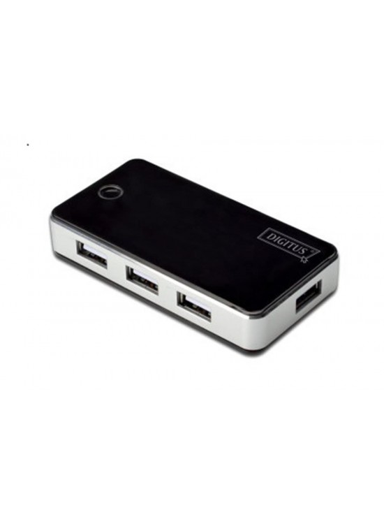 Digitus DA-70222 7 Port USB Hub, USB 2.0, siyah-gümüş renk, güç adaptörlü, plastik Digitus DA-70222 7 Port USB Hub, USB 2.0, siyah-gümüş renk, güç adaptörlü, plastik