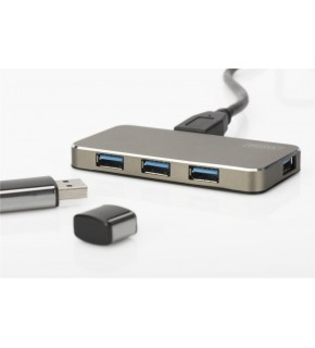 Digitus DA-70240-1 4 Port USB 3.0 Hub, 5V-2A güç adaptörü dahil, alüminyumi DA-70240-1