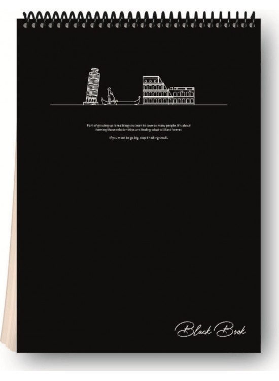 Dilman Black Book Spiralli Yan 16x22 80 YP Çizgili 6613