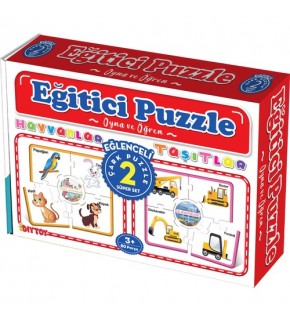 Dıy Toy Çark Eğitici Puzzle Hayvanlar-Taşıtlar 1963