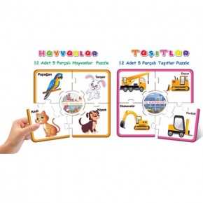 Dıy Toy Çark Eğitici Puzzle Hayvanlar-Taşıtlar 1963