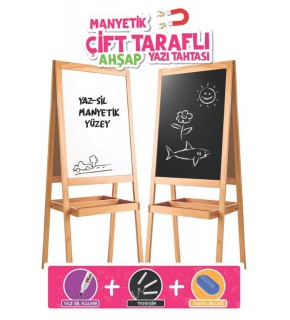 Dıy Toy Manyetik Çift Taraflı Ahşap Yazı Tahtası
