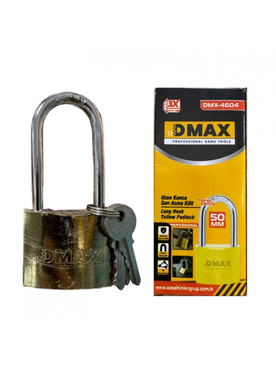 Dmax Asma Kilit Sarı 50mm Uzun Kanca