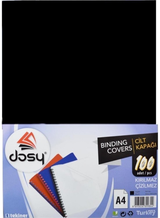 Dosy Cilt Kapağı Plastik Opak A4 100 Lü Siyah Dosy Cilt Kapağı Plastik Opak A4 100 Lü Siyah