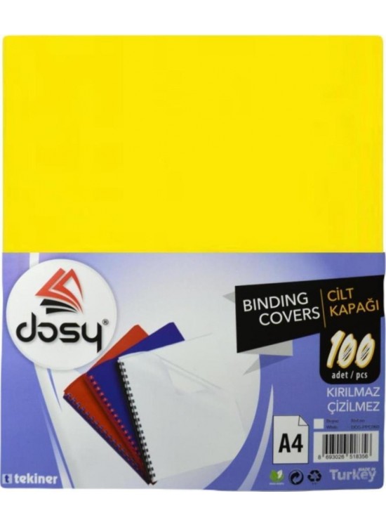 Dosy Cilt Kapağı Plastik Opak A4 Sarı 100 LÜ Dosy Cilt Kapağı Plastik Opak A4 Sarı 100 LÜ