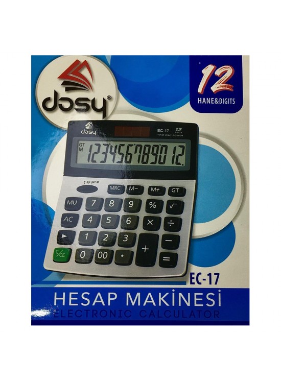 Dosy Hesap Makinesi Masa Üstü 12 Hane EC-17 Dosy Hesap Makinesi Masa Üstü 12 Hane EC-17
