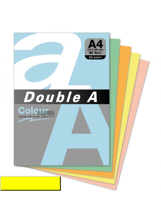 Double A Renkli Kağıt 25 Lİ A4 80 GR Limon Sarısı