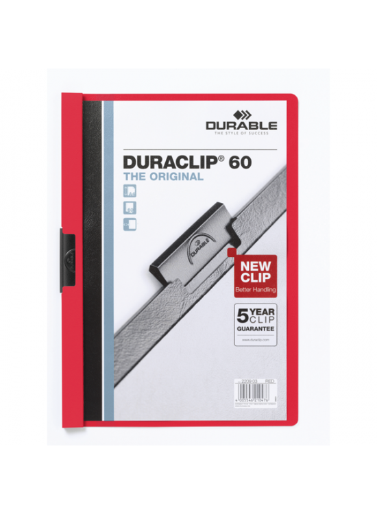 Durable Sıkıştırmalı Dosya DuraClip Ortadan Klipsli 60 Syf A4 Kırmızı 2209 Durable Sıkıştırmalı Dosya DuraClip Ortadan Klipsli 60 Syf A4 Kırmızı 2209