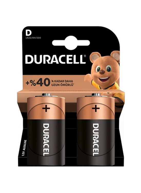 Duracell Alkalin Büyük Boy Pil (D) 2 Lİ Kartela