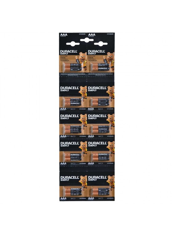 Duracell Alkalin İnce Kalem Pil (AAA) 20 Lİ Kartela