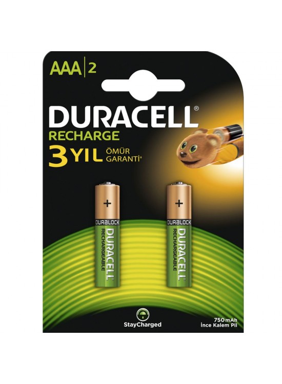 Duracell Şarjlı İnce Kalem Pil (AAA) 750 MAH 2 Lİ Duracell Şarjlı İnce Kalem Pil (AAA) 750 MAH 2 Lİ