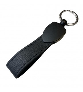 DÜZPELİT SİYAH METAL - DERİ ANAHTARLIK