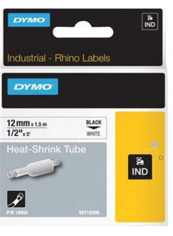 DYMO 18055 RhinoPRO Beyaz-Siyah Isıyla Küçülen Şerit 12 mm x 1,5 mt DYMO 18055 RhinoPRO Beyaz-Siyah Isıyla Küçülen Şerit 12 mm x 1,5 mt