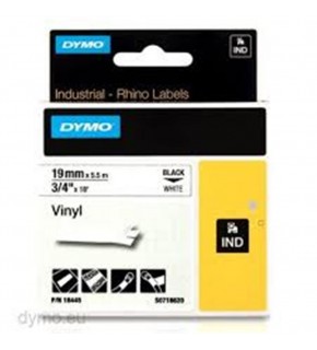 Dymo 18445 RhinoPRO Renkli Vinil 19mmx5,5m Beyaz-Siyah