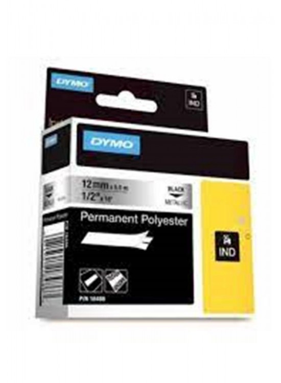 Dymo 18486 RhinoPRO SabitPolyester Şerit 12mmx5.5m MetalikGri-Siyah