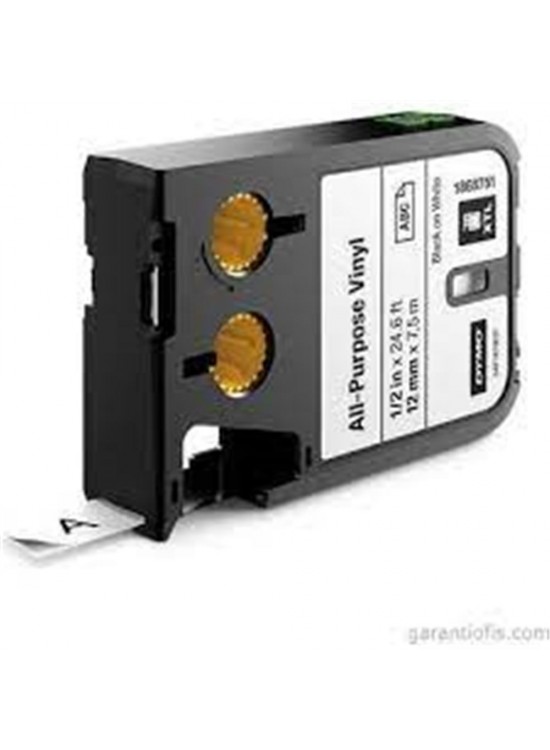 DYMO 1868751 XTL Çok Amaçlı Vinil, 12 mm x 7 m, Beyaz-Siyah