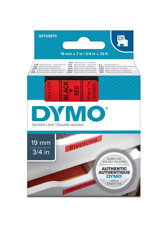 Dymo D1 Şerit 19 MMx7mt Kırmızı/ Siyah 45807