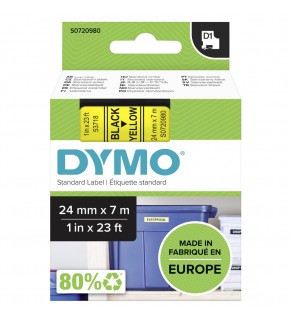 Dymo D1 Şerit 24 Mmx7mt Sarı/ Siyah 53718
