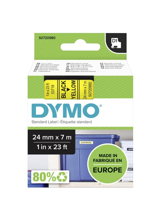 Dymo D1 Şerit 24 Mmx7mt Sarı/ Siyah 53718 Dymo D1 Şerit 24 Mmx7mt Sarı/ Siyah 53718