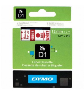 Dymo D1 Şerit Standart 12 MMx7 MT Beyaz Üzerine Kırmızı 45015
