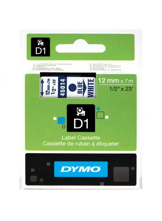 Dymo D1 Şerit Standart 12 MMx7 MT Beyaz Üzerine Mavi 45014 S0720540
