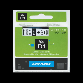 Dymo D1 Şerit Standart 12 MMx7 MT Beyaz Üzerine Siyah 45013 S0720530