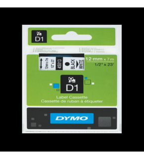 Dymo D1 Şerit Standart 12 MMx7 MT Beyaz Üzerine Siyah 45013 S0720530