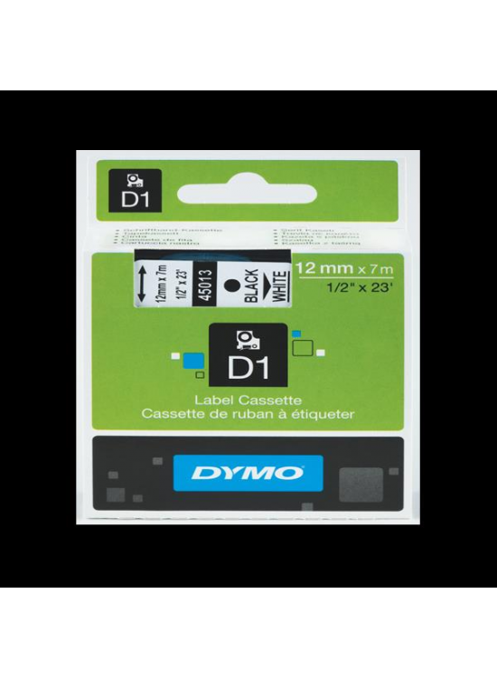 Dymo D1 Şerit Standart 12 MMx7 MT Beyaz Üzerine Siyah 45013 S0720530