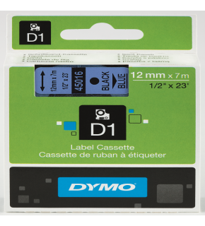 Dymo D1 Şerit Standart 12 MMx7 MT Mavi Üzerine Siyah 45016