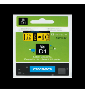 Dymo D1 Şerit Standart 12 MMx7 MT Sarı Üzerine Siyah 45018 S0720580