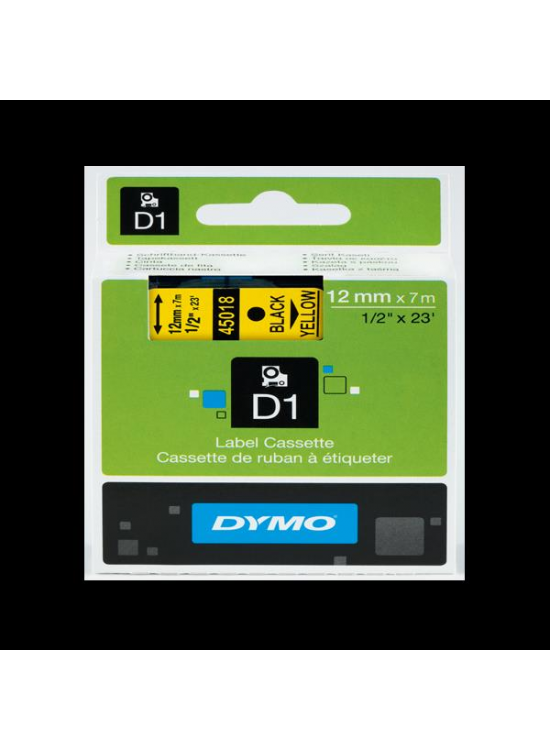 Dymo D1 Şerit Standart 12 MMx7 MT Sarı Üzerine Siyah 45018 S0720580 Dymo D1 Şerit Standart 12 MMx7 MT Sarı Üzerine Siyah 45018 S0720580