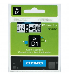 Dymo D1 Şerit Standart 12 MMx7 MT Şeffaf Üzerine Siyah 45010 S0720500