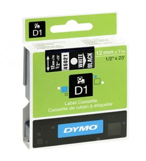 Dymo D1 Şerit Standart 12 MMx7 MT Siyah Üzerine Beyaz 45021