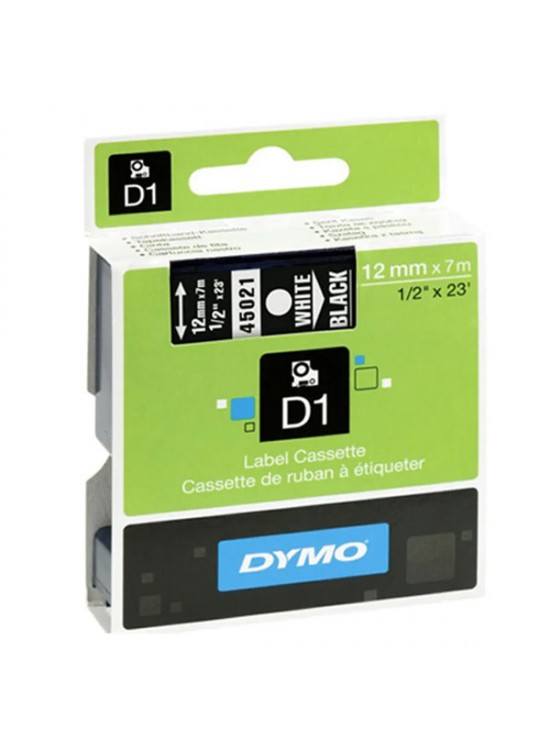 Dymo D1 Şerit Standart 12 MMx7 MT Siyah Üzerine Beyaz 45021