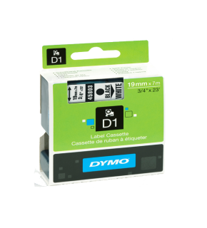 Dymo D1 Şerit Standart 19 MMx7 MT Beyaz Üzerine Siyah 45803 S0720830