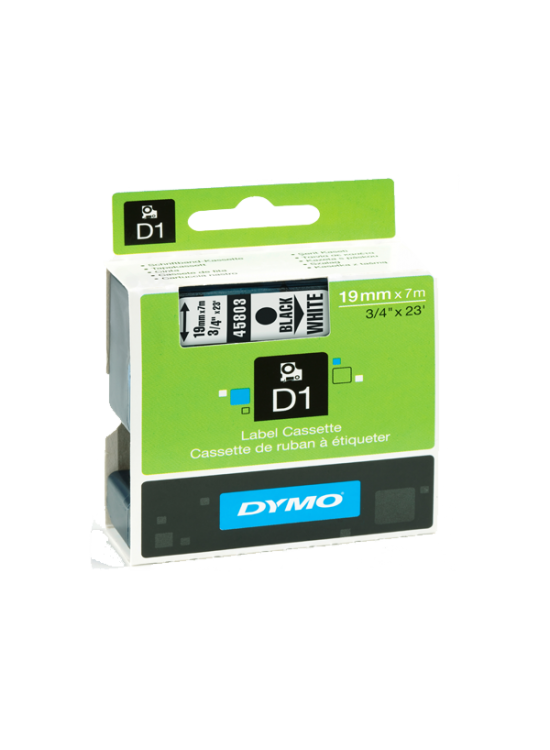 Dymo D1 Şerit Standart 19 MMx7 MT Beyaz Üzerine Siyah 45803 S0720830