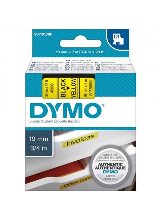 Dymo D1 Şerit Standart 19 MMx7 MT Sarı Üzerine Siyah 45808 S0720880