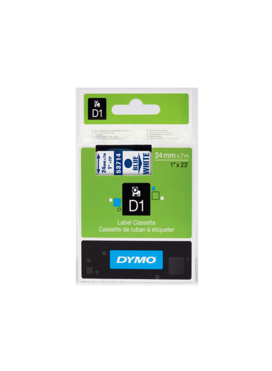 Dymo D1 Şerit Standart 24 MMx7 MT Beyaz Üzerine Mavi 53714