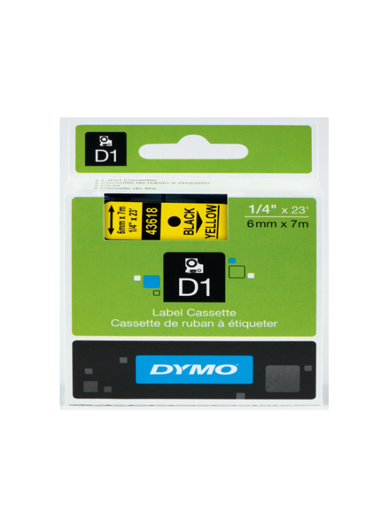 Dymo D1 Şerit Standart 6 MMx7 MT Sarı Üzerine Siyah 43618 S0720790 Dymo D1 Şerit Standart 6 MMx7 MT Sarı Üzerine Siyah 43618 S0720790