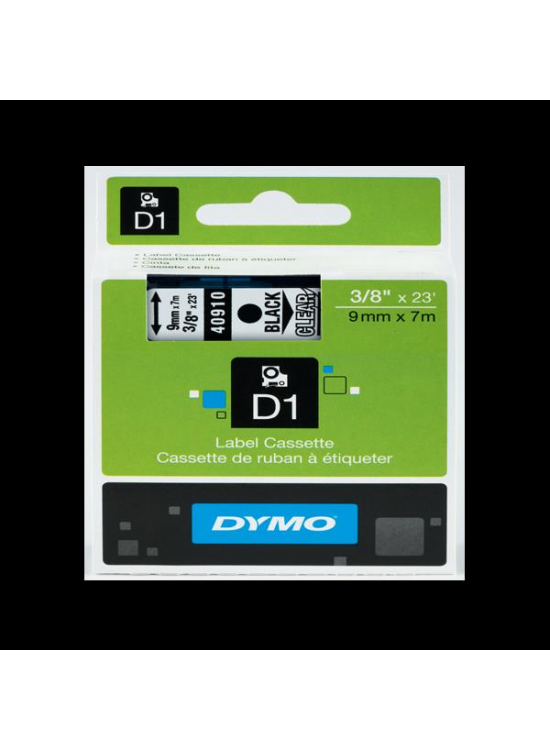 Dymo D1 Şerit Standart 9 MMx7 MT Şeffaf Üzerine Siyah 40910 S0720670