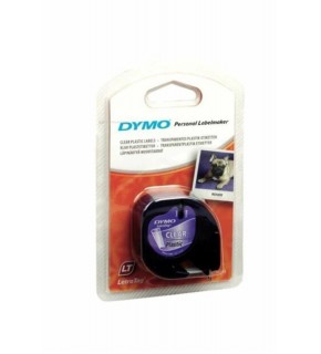 Dymo Letratag Şerit Plastik 12 MMx4 MT Şeffaf Üzerine Siyah 12267